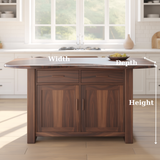 Handcrafted Solid Wood Kitchen Island with Live-Edge Curved Top and Spacious Storage