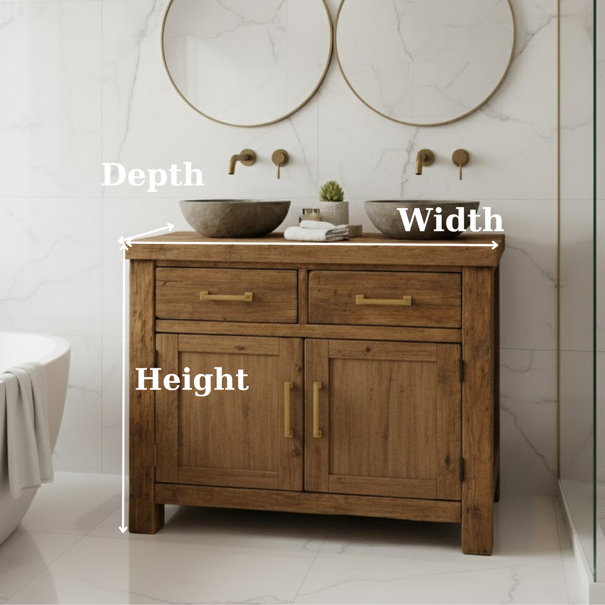 Handcrafted Solid Wood Bathroom Vanity - Rustic Double Sink Console