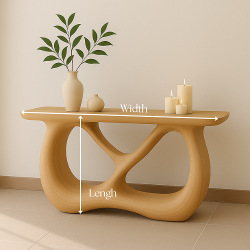 Handcrafted Solid Wood Flow Console Table – Modern Light Oak Design