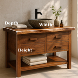 Handcrafted Solid Wood Bathroom Vanity with Live Edge Top and 4 Drawers