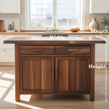 Handcrafted Solid Wood Kitchen Island with Dual Drawers and Spacious Cabinet Storage