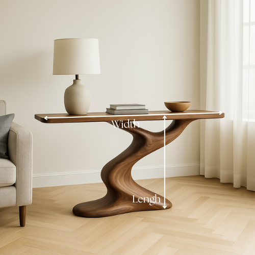 Handcrafted Solid Wood Wave Console Table – Contemporary Organic Form