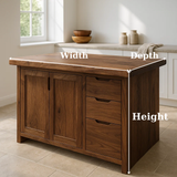 Handcrafted Soild Wood Kitchen Island - Modern Storage Cabinet & Prep Station