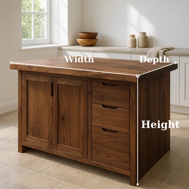 Handcrafted Soild Wood Kitchen Island - Modern Storage Cabinet & Prep Station
