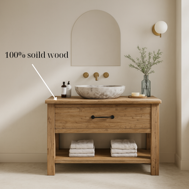 Rustic Wood Bathroom Vanity with Drawers and Shelf, Handmade Bathroom Cabinet