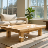 Handcrafted Solid Wood Coffee Table – Rustic Thick Slab Design for Living Room