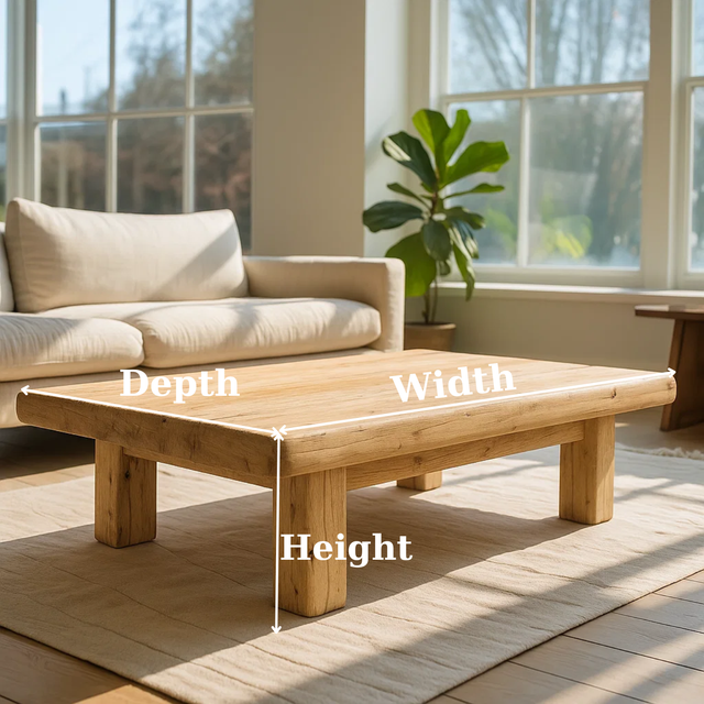 Handcrafted Solid Wood Coffee Table – Rustic Thick Slab Design for Living Room