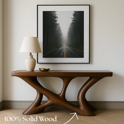 Handcrafted Solid Wood Horizon Console Table – Contemporary Organic Design