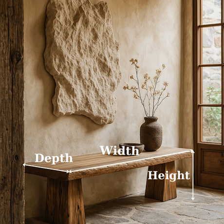 Handcrafted Solid Wood Rustic Bench – Natural Live-Edge Slab Entryway Seating