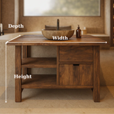 Handcrafted Solid Wood Bathroom Vanity with Open Shelves and Soft-Close Storage