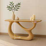 Handcrafted Solid Wood Wave Console Table – Contemporary Light Oak Finish