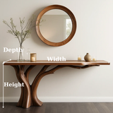 Handcrafted Solid Wood Entryway Console Table with Organic Branch Design