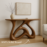 Handcrafted Solid Wood Flowform Console Table – Modern Organic Sculpture