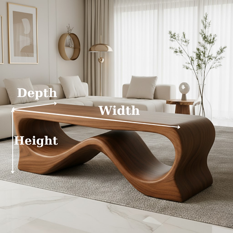 Handcrafted Solid Wood Coffee Table – Sculptural Walnut Wave Design