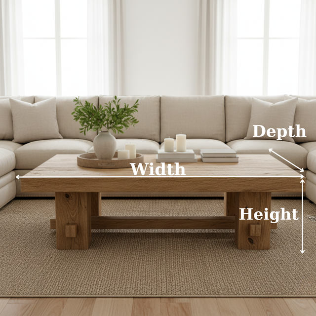 Handcrafted Solid Wood Coffee Table – Rustic Farmhouse Block Design for Living Room