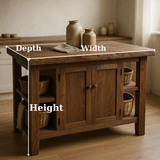 Handcrafted Solid Wood Kitchen Island | Rustic Cabinet Storage & Prep Table