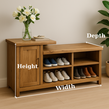 Handcrafted Solid Wood Bench – Entryway Storage, Cabinet & Shoe Cubbies