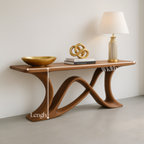 Handcrafted Solid Wood Ribbon Console Table – Modern Organic Elegance