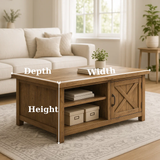 Handcrafted Solid Wood Coffee Table – Farmhouse Style with Storage Drawer and Shelves