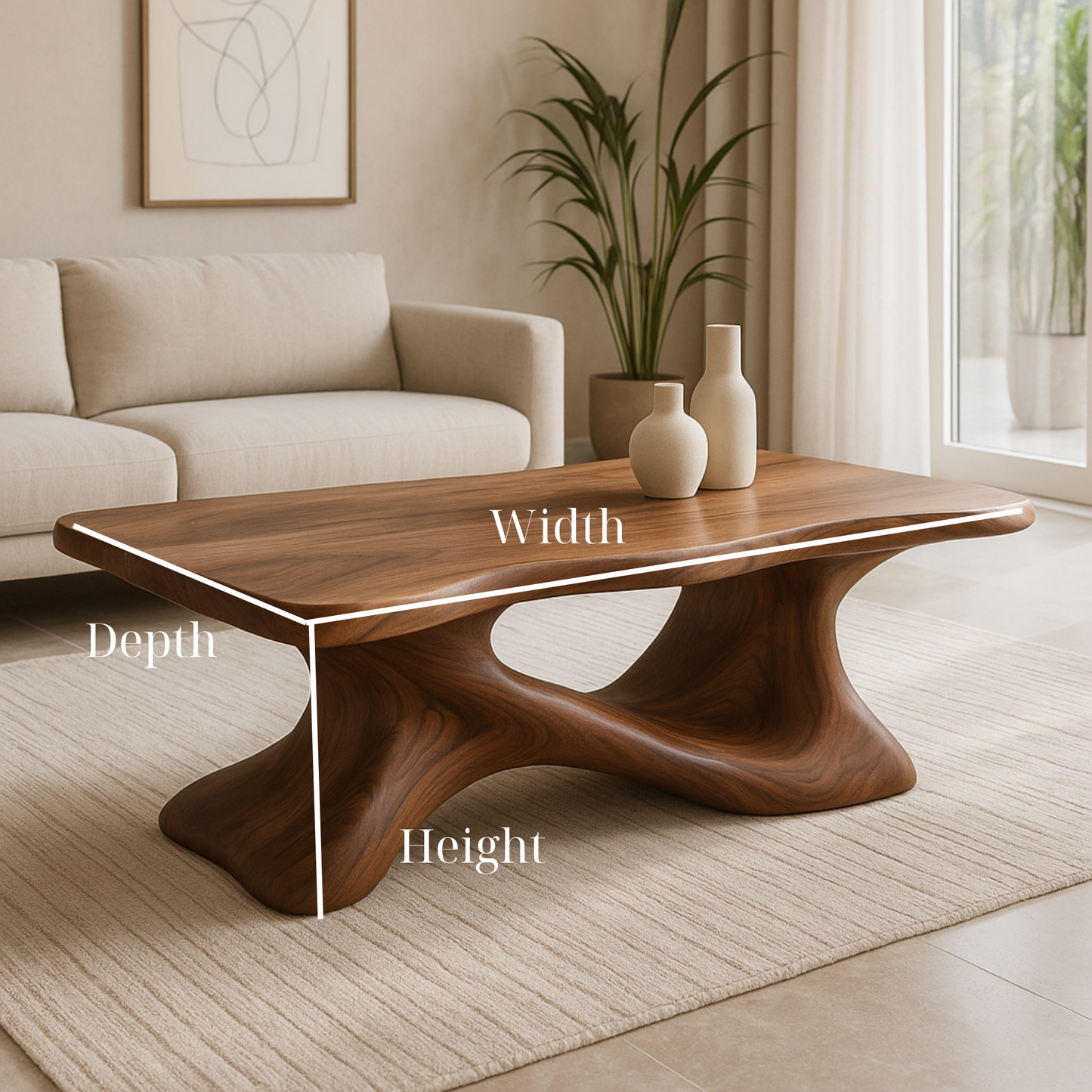 Organic Solid Wood Coffee Table – Handcrafted Sculptural Design