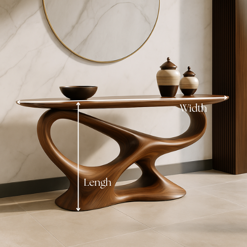 Handcrafted Solid Wood Infinity Console Table – Modern Organic Sculpture
