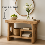 Handcrafted Solid Wood Sculptural Console Table – Organic Contemporary Form