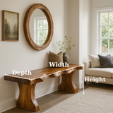 Handcrafted Solid Wood Live-Edge Entryway Bench – Sculptural & Organic Seating