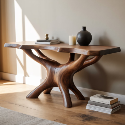 Handcrafted Solid Wood Root Console Table – Organic Sculptural Design
