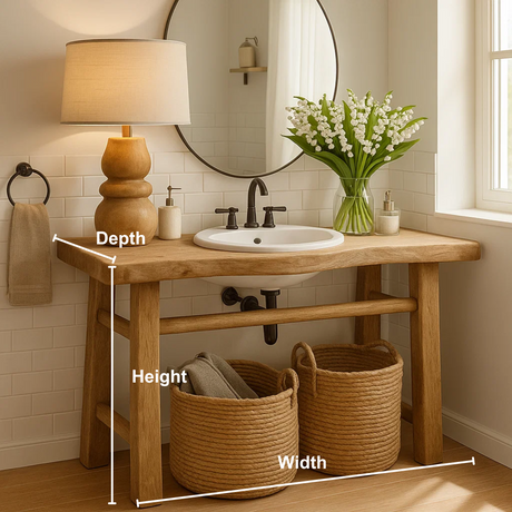 Handcrafted Solid Wood Bathroom Vanity with Minimalist Design and Natural Finish for Modern Spaces