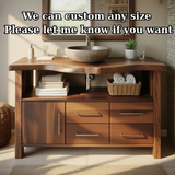 Handcrafted Solid Wood Bathroom Vanity with Live Edge Walnut Top and Storage Cabinet