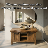 Handcrafted Solid Wood Bathroom Vanity with Live-Edge Top and Dual Side Cabinets