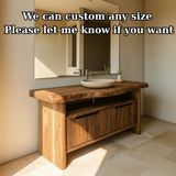 Handcrafted Solid Wood Bathroom Vanity with Live-Edge Walnut Top & Soft-Close Doors