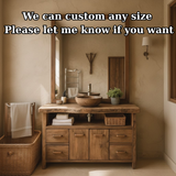 Handcrafted Solid Wood Bathroom Vanity with Live Edge Walnut Top and Double Cabinet Storage