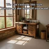 Handcrafted Solid Wood Bathroom Vanity with Live Edge Walnut Top and 8 Storage Drawers