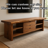 Handcrafted Solid Wood TV Stand - Live Edge Walnut, 3 Drawers & Open Shelves