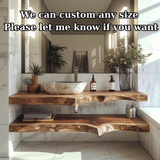 Handcrafted Solid Wood Floating Vanity – Live Edge Two-Tier Console