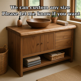 Handcrafted Solid Wood Bathroom Vanity with Live Edge Walnut Top and Storage Cabinet