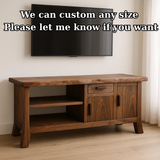 Handcrafted Solid Wood TV Stand - Live Edge Console, Drawer, Cabinet & Open Shelves