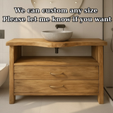 Handcrafted Solid Wood Bathroom Vanity with Live Edge Oak Top and Two Storage Drawers