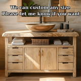 Handcrafted Solid Wood Bathroom Vanity with Live Edge Maple Top and Six Storage Drawers