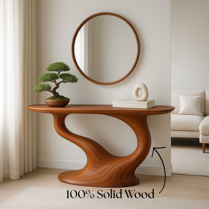 Handcrafted Solid Wood Zenflow Console Table – Modern Organic Form