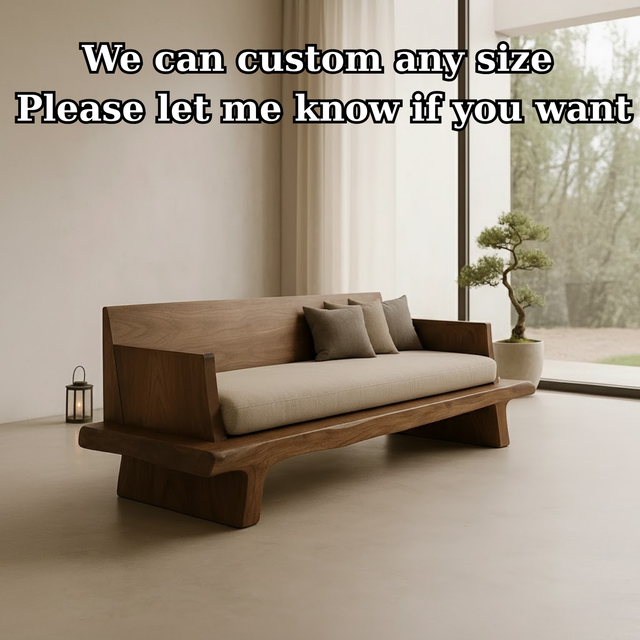 Handcrafted Solid Wood Sofa – Minimalist Wooden Couch with Natural Live Edge Base