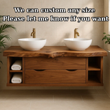 Handcrafted Solid Wood Live-Edge Double Vanity - Rustic Floating Console with Storage