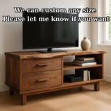 Handcrafted Solid Wood TV Stand with Live Edge Walnut Top and Open Shelves