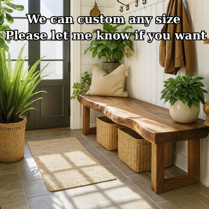 Handcrafted Solid Wood Bench – Live-Edge Entryway Bench with Organic Charm