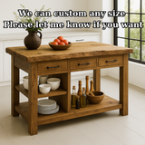 Handcrafted Solid Wood Kitchen Island - Live-Edge Top, 3 Drawers & Shelves