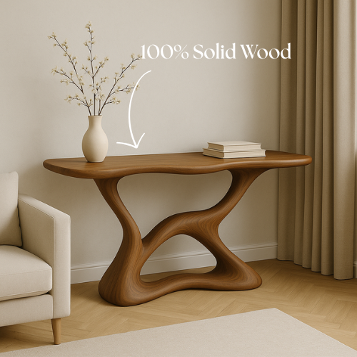 Handcrafted Solid Wood Serenity Console Table – Contemporary Organic Design