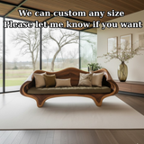 Handcrafted Solid Wood Sofa – Sculptural Organic Wood Couch with Artistic Curves and Cushion Seat