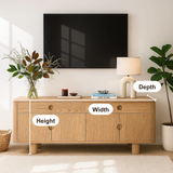 Handcrafted Solid Wood TV Stand – Japandi Style Media Console with Round Handle Design (Copy)