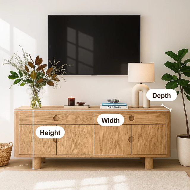 Handcrafted Solid Wood TV Stand – Japandi Style Media Console with Round Handle Design (Copy)